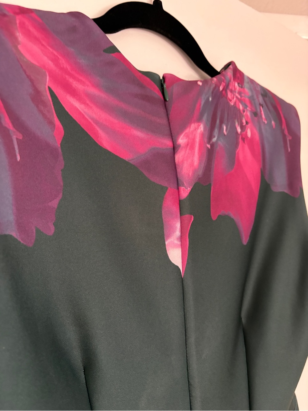 Calvin Klein Dark Green Midi Dress with Pink Floral Print - Picture 7 of 9